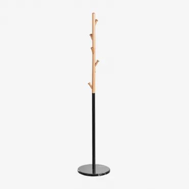 Cabide De Pé Em Madeira De Faia E Mármore Lauso Preto - Sklum