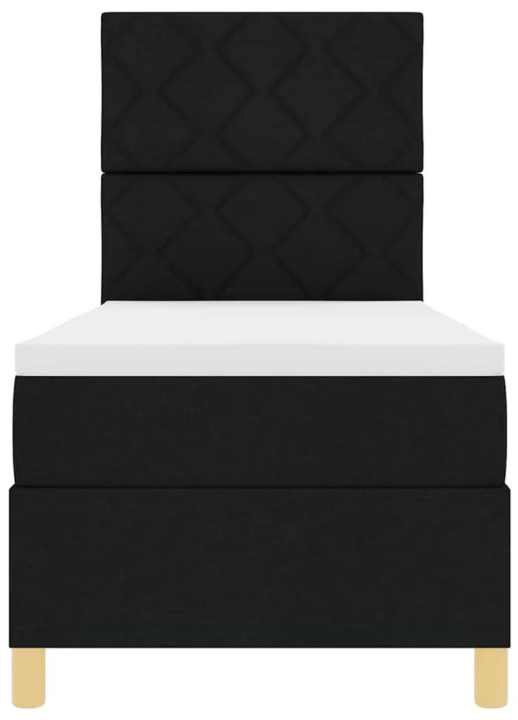 Cama Box Spring com Colchão Preta 80x200 cm Tecido