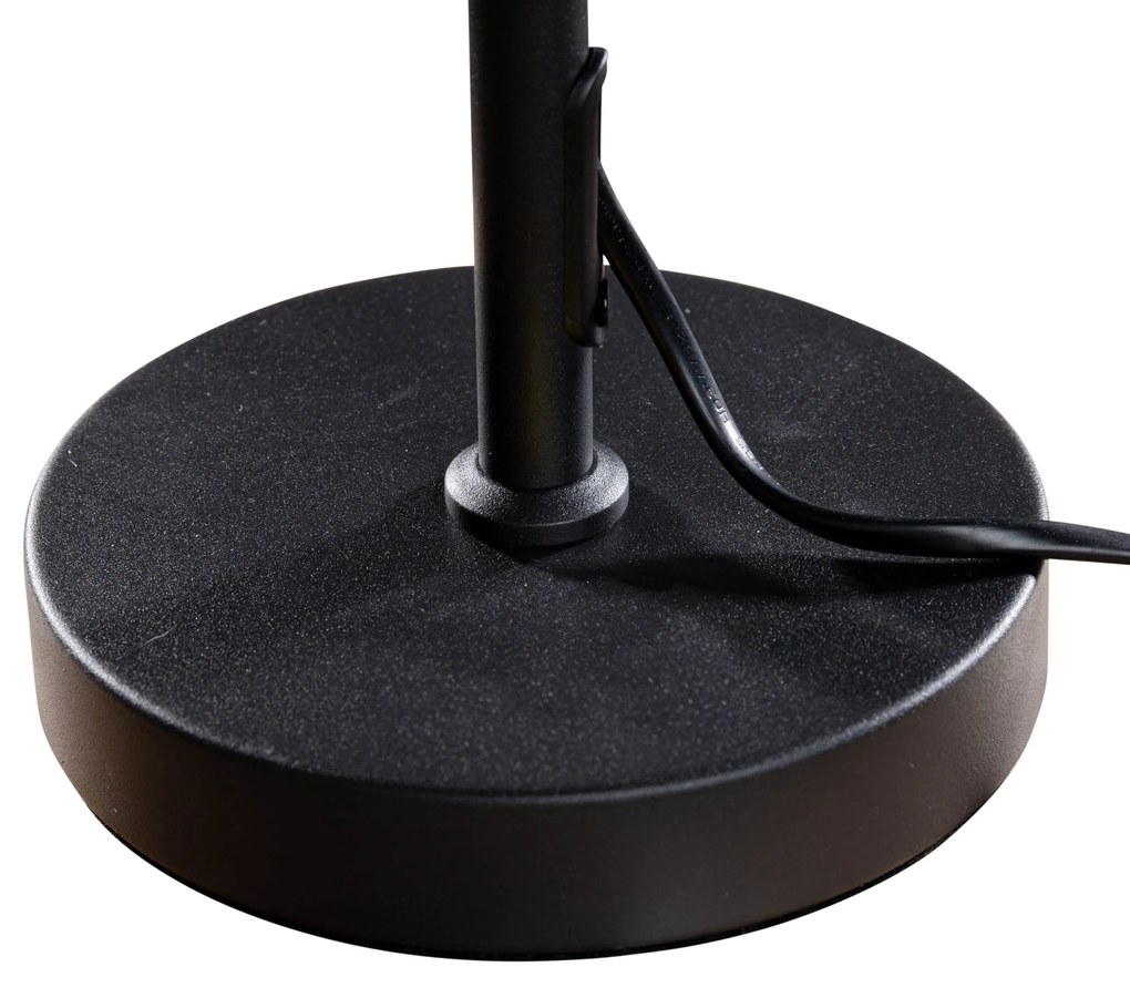 Candeeiro de Mesa Preto com Abajur em Veludo Taupe 35cm - Parte