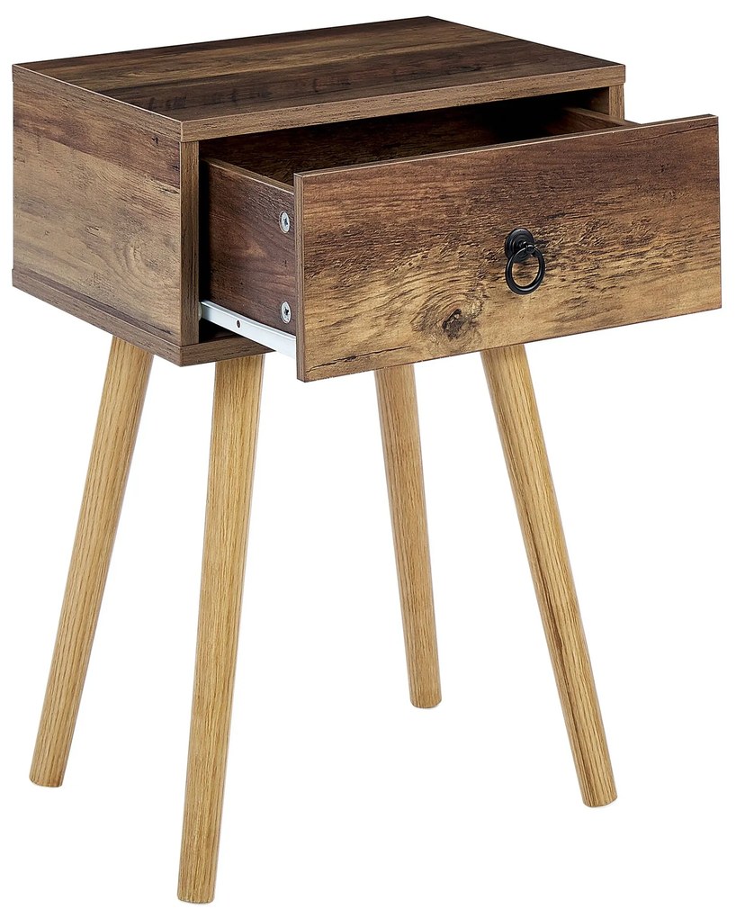 Mesa de cabeceira com 1 gaveta em madeira escura BATLEY Beliani