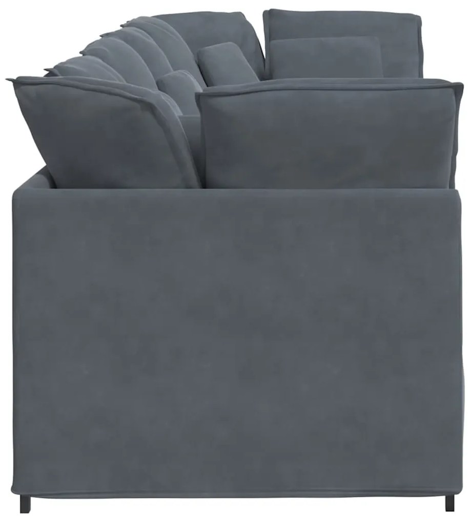 Sofá modular com almofadas veludo cinzento-escuro