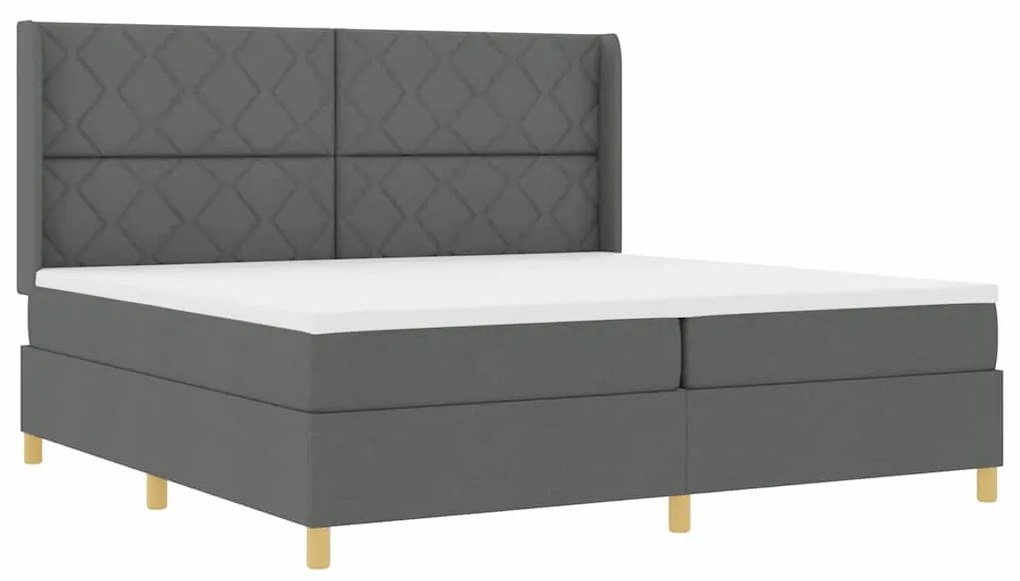 Cama Box Spring vidaXL com Colchão e LED Cinza Escuro 200x200 cm Tecid
