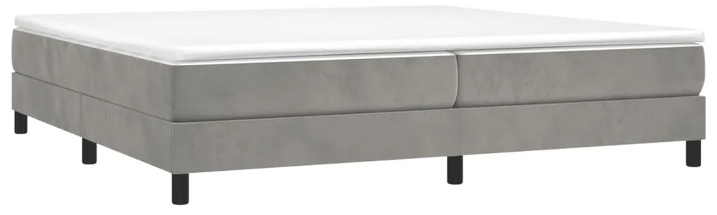 Cama com molas/colchão 200x200 cm veludo cinzento-claro
