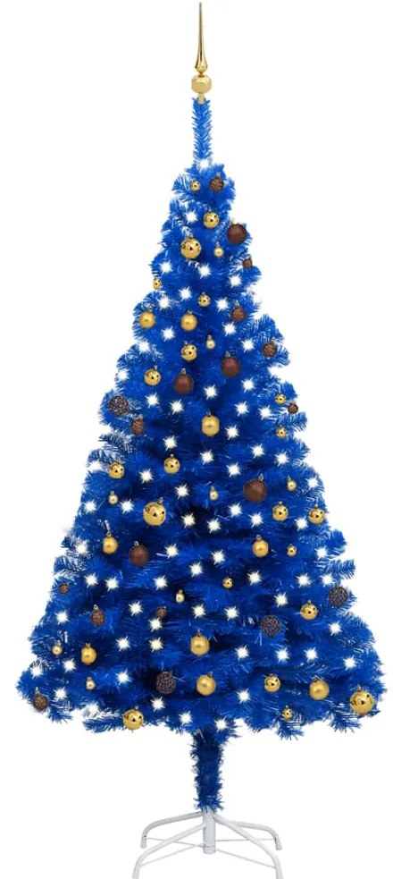 vidaXL Árvore Natal artificial pré-iluminada c/ bolas 240cm PVC azul