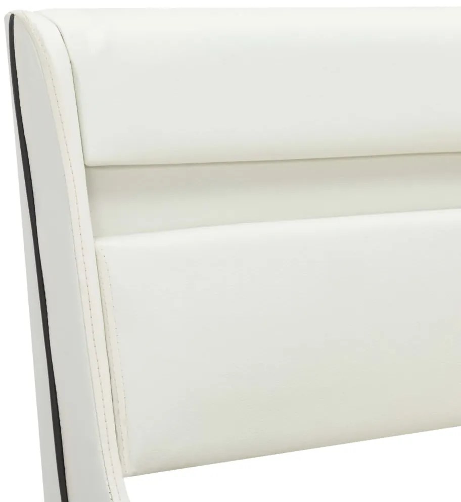Estrutura de cama com LED 150x200 cm couro artificial branco