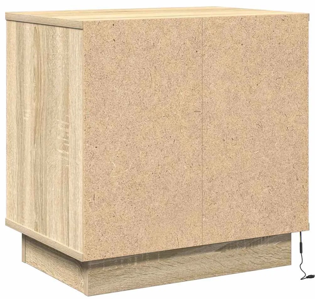 Criado-mudo com LED Carvalho Sonoma 50x34,5x50 cm