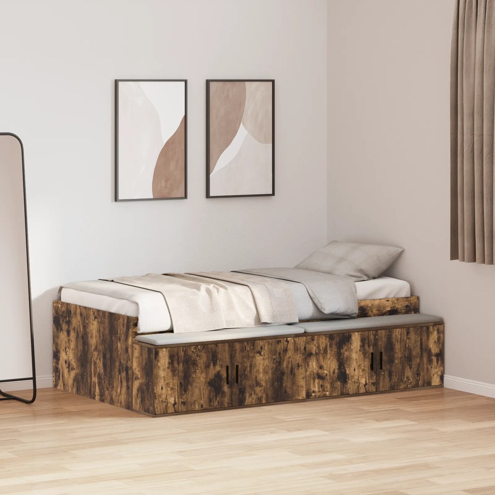 vidaXL Estrutura de Cama Carvalho Fumado 75x190 cm