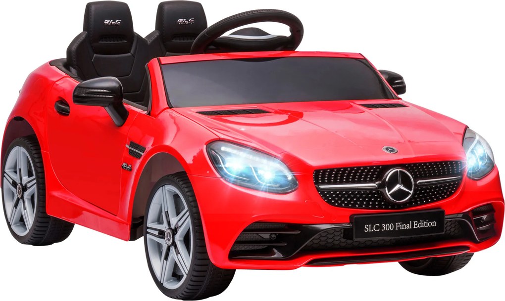 Carro Elétrico Mercedes SLC 300 12V com Controlo Remoto Faróis LED Música TF USB e Abertura da Porta 3-5km/h 107x62,5x44 cm Vermelho