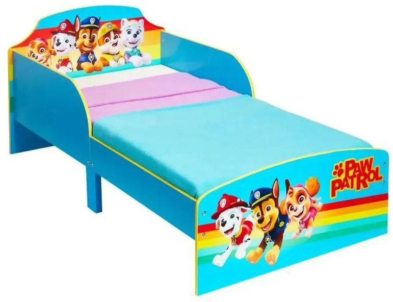 Cama infantil Patrulha Pata para crianças com colchão e almofada 140 x 70 cm AZUL VERMELHA