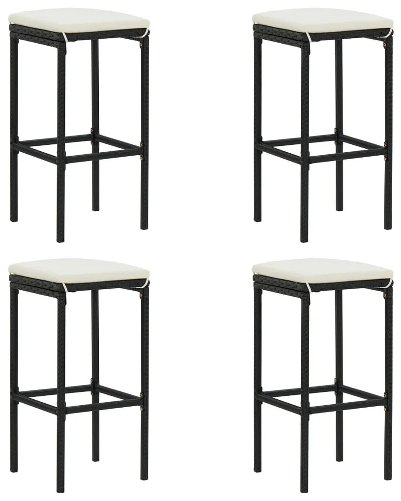 5 pcs conjunto de bar para jardim com almofadões preto