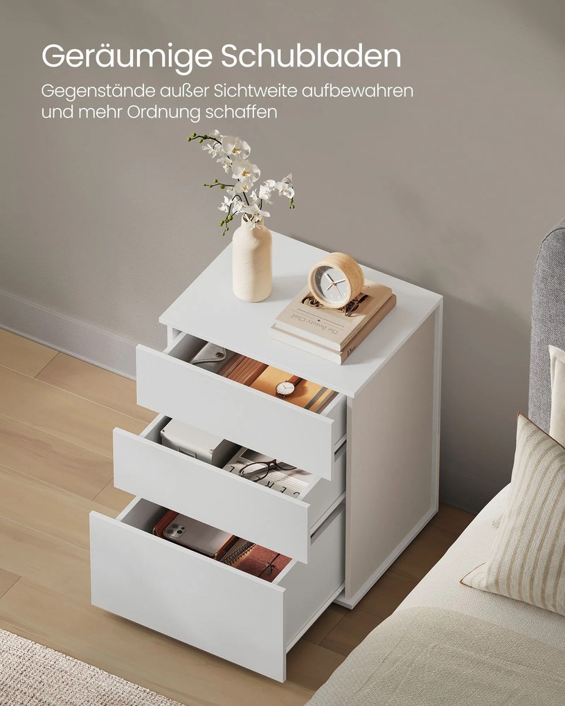 Mesa de cabeceira com 3 gavetas 35 x 45 x 58,7 cm branca-cappuccino bege