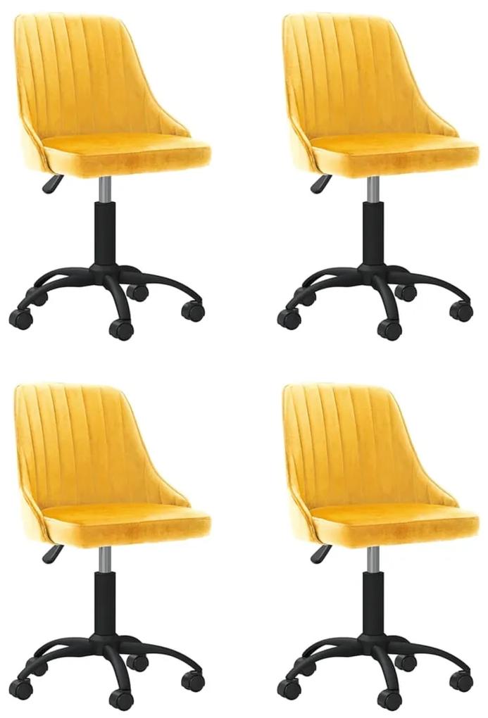 3089978 vidaXL Cadeiras de jantar giratórias 4 pcs veludo amarelo