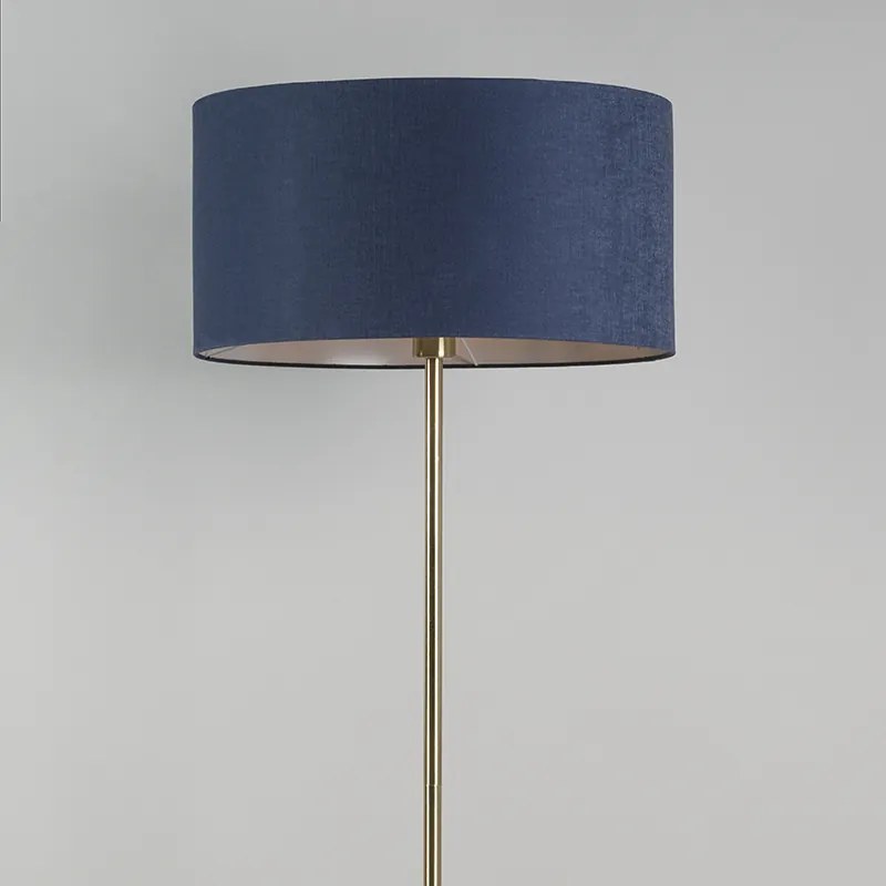 Candeeiro de pé em latão com abajur azul 50 cm - Kaso Moderno