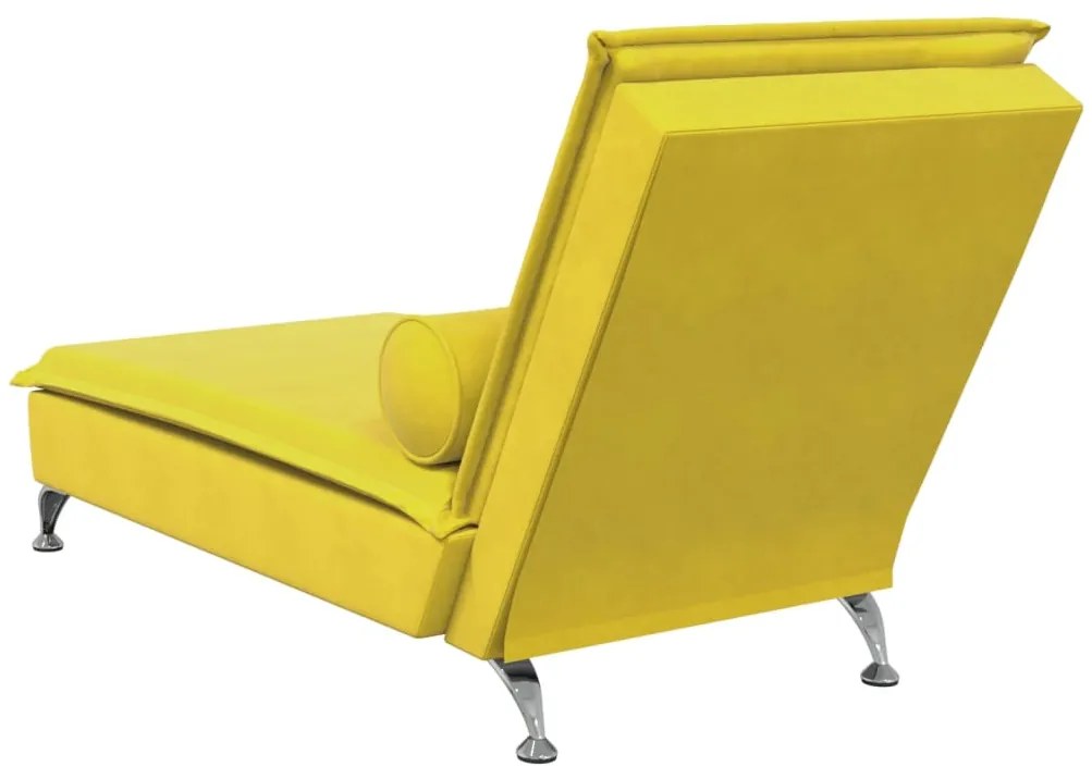 Chaise lounge de massagem com rolo veludo amarelo