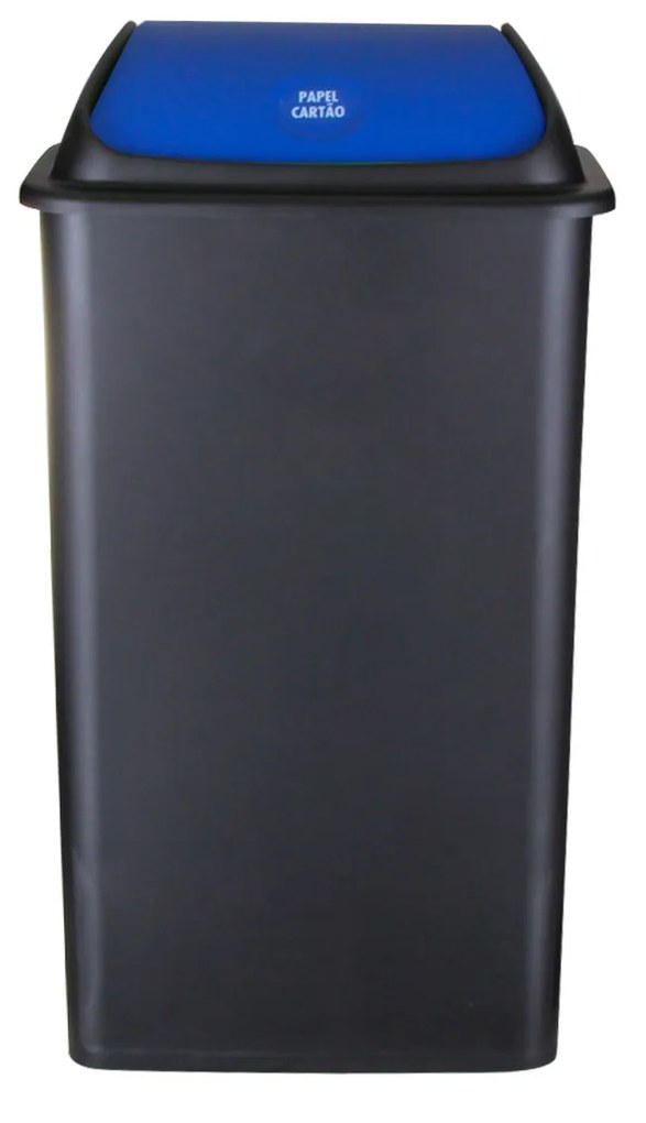 Balde com Tampa Basculante Azul 42l 65X36X30cm