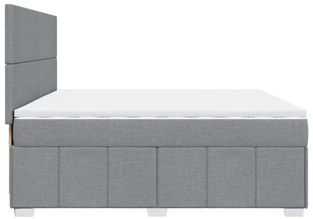 Cama com molas/colchão 200x200 cm tecido cinza-claro