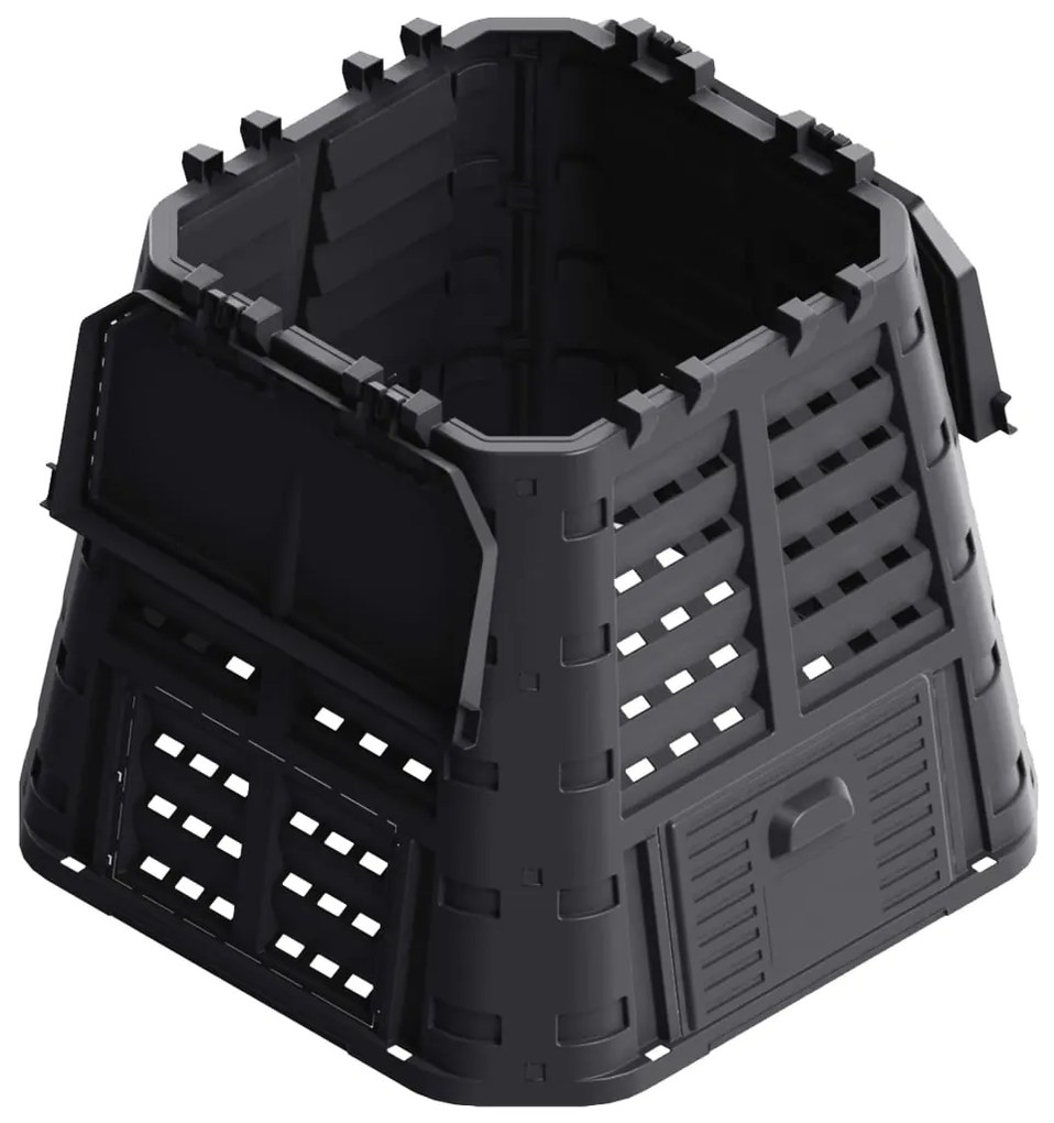Caixote de compostagem para jardim 93,3x93,3x80 cm 480 L preto