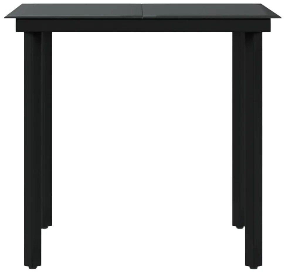 3 pcs conjunto de jantar para jardim com almofadões preto