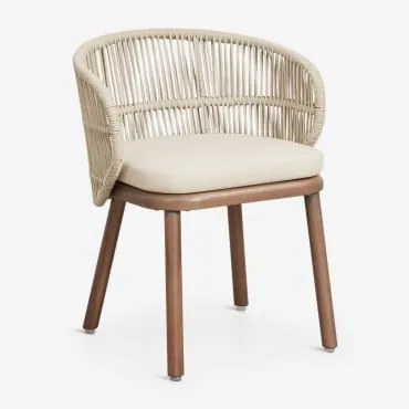 Pack De 2 Cadeiras De Jardim Em Madeira De Acácia E Corda Trançada Capri Beige Creme - Sklum