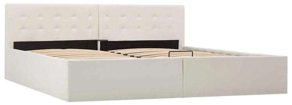 Cama hidráulica c/ arrumação 180x200cm couro artificial branco