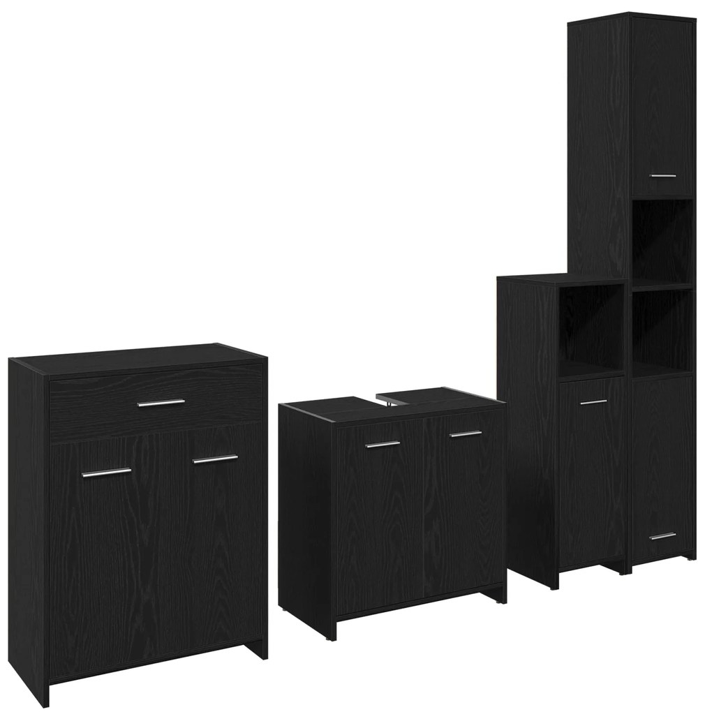 Conjunto de Móveis de Casa de Banho vidaXL 4 Peças Carvalho Preto Made