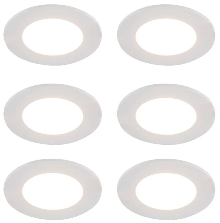 Conjunto de 6 Spots Embutidos Brancos c/ LED Dim to Warm 7W IP65 - Blanca Moderno