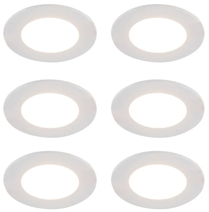 Conjunto de 6 Spots Embutidos Brancos c/ LED Dim to Warm 7W IP65 - Blanca