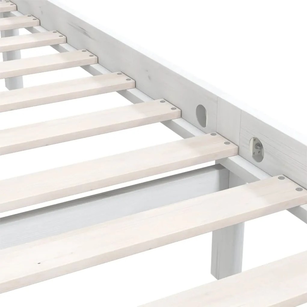 Estrutura de cama 140x190 cm pinho maciço branco