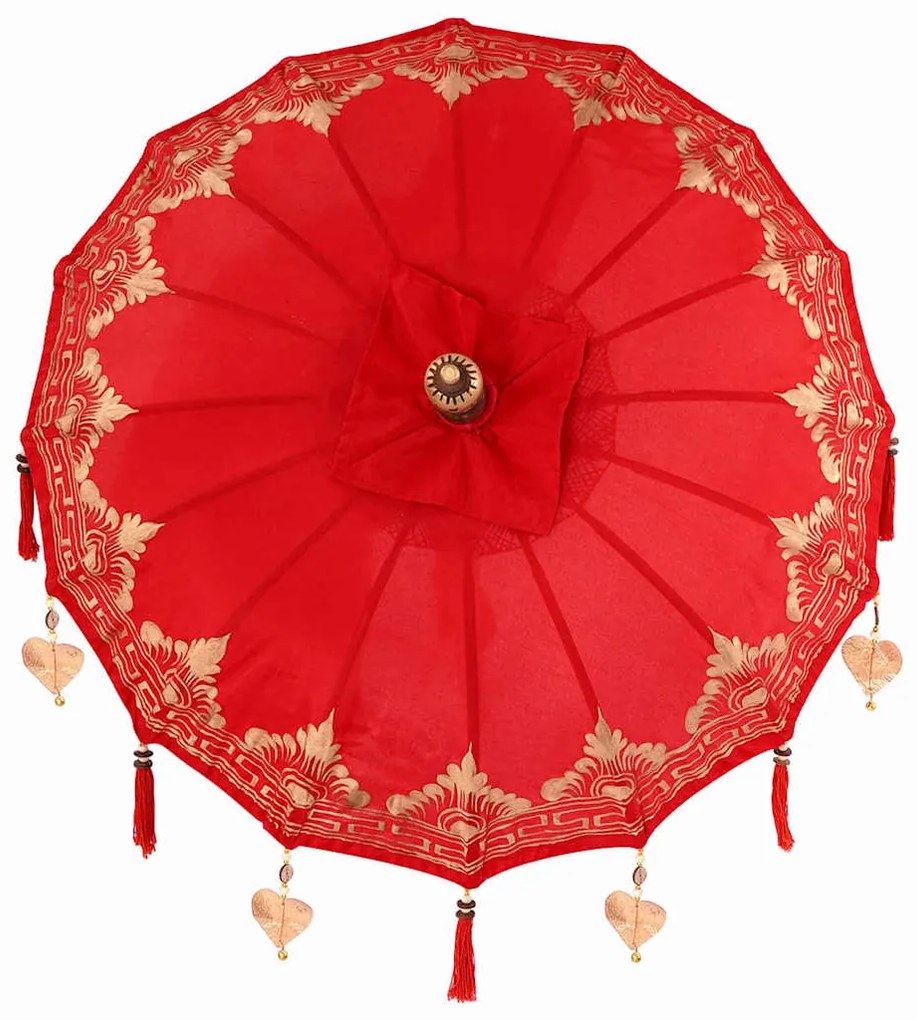 Parasol Balinês Vermelho x 260 cm Algodão e madeira sólida
