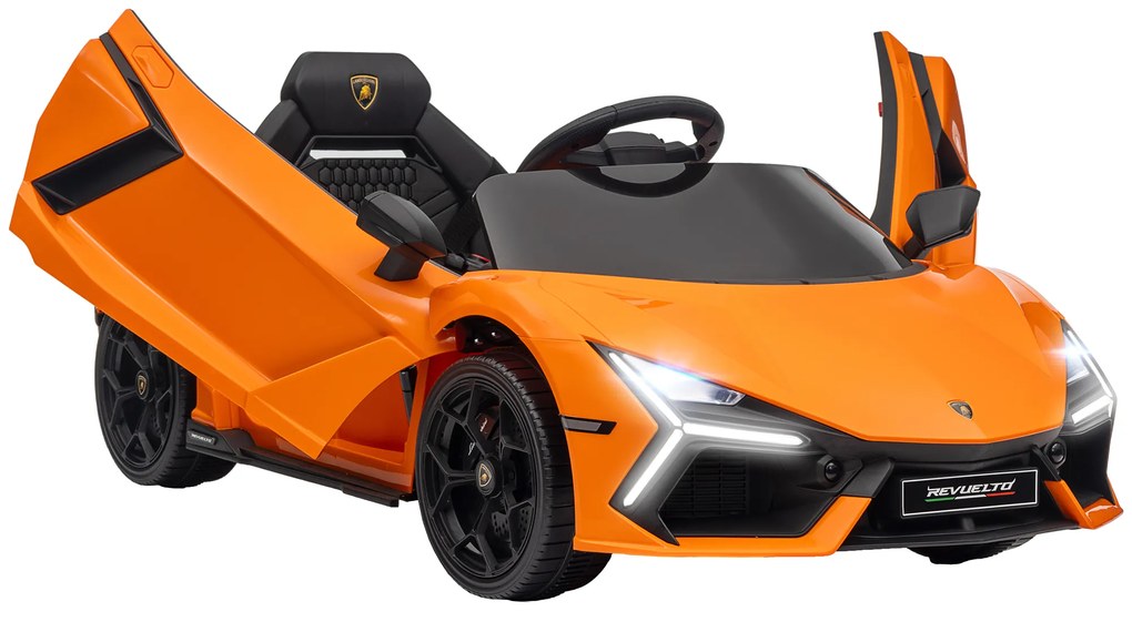 AIYAPLAY Carro Elétrico para Crianças Carro Lamborghini Revuelto com Bateria 12V  Faróis LED e Música 105x60x40 cm Laranja | Aosom Portugal