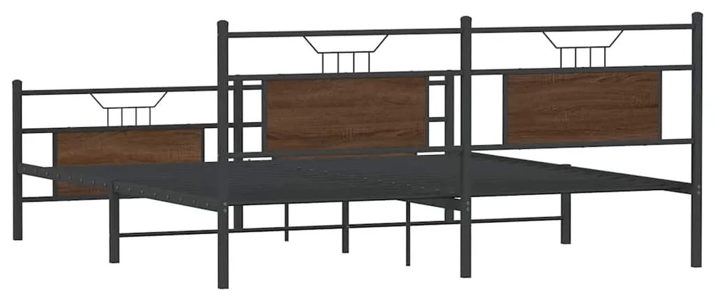 Estrutura cama sem colchão 183x213 cm metal carvalho castanho