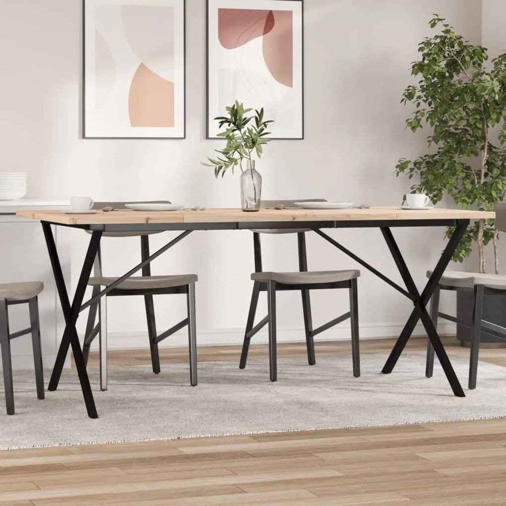 Mesa de jantar estrutura em X 180x90x75,5cm pinho/aço