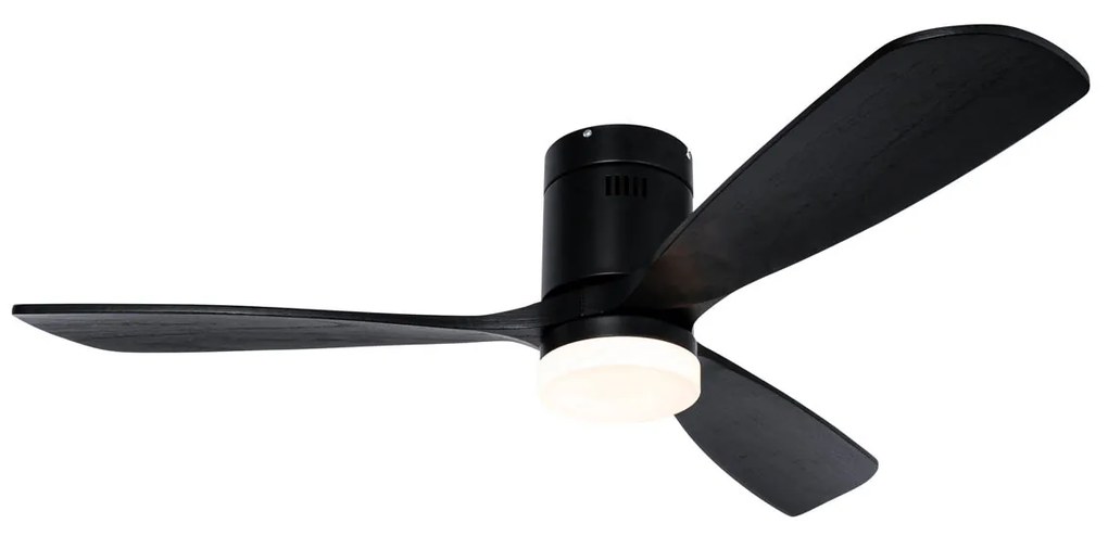 Ventoinha de teto inteligente preta 132cm incl. LED regulável em 3 etapas de Kelvin com controlo remoto - Sofia