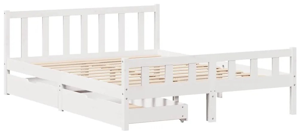 Cama sem colchão 160x200 cm madeira de pinho maciça branco