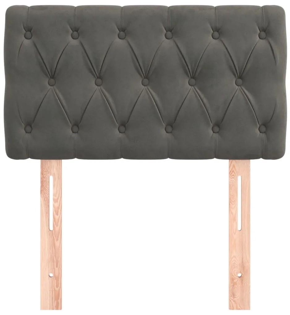 Cabeceira de cama veludo 80x7x78/88 cm cinzento-escuro