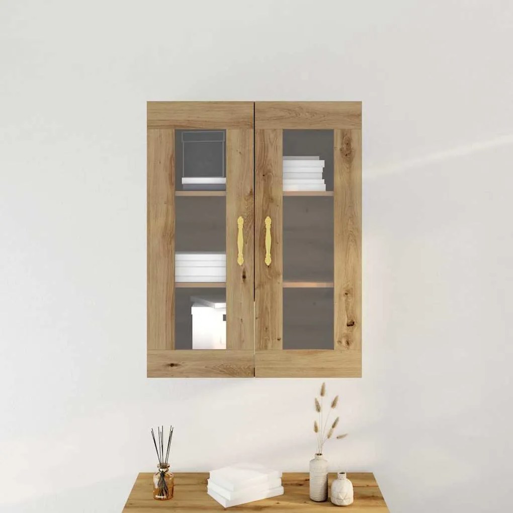Armário de Parede com Portas de Vidro em Carvalho Artisan 69,5x34x90 c