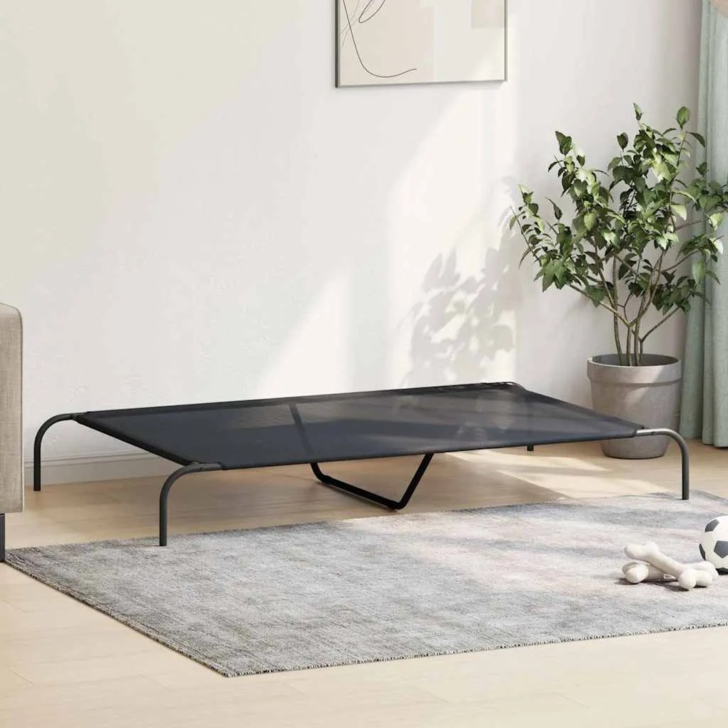 Cama para cães elevada 150x90x20 cm Textilene e aço preto