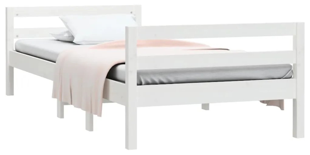 Estrutura de cama 90x200 cm madeira de pinho maciça branco