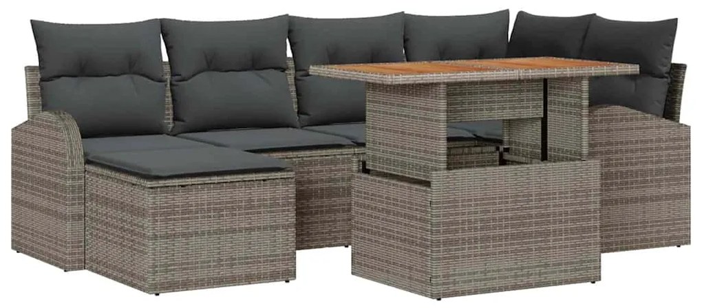 Conjunto de Sofá de Jardim com Almofadas Cinza em Rattan Sintético - 7