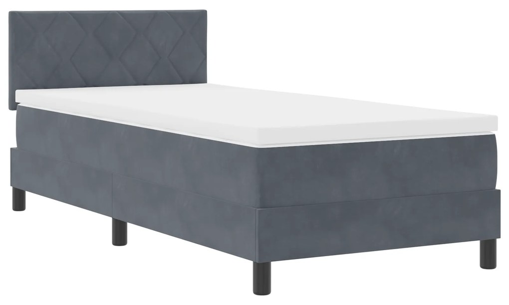 Cama com Estrado e Colchão vidaXL Cinza Escuro Solteiro Veludo