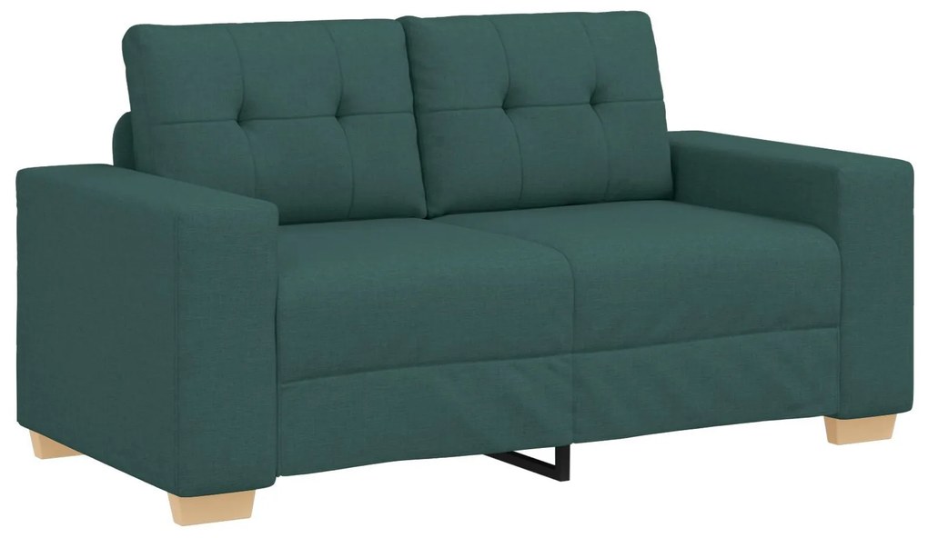Conjunto de Sofá de 3 Peças com Almofadas - Tecido Verde Escuro