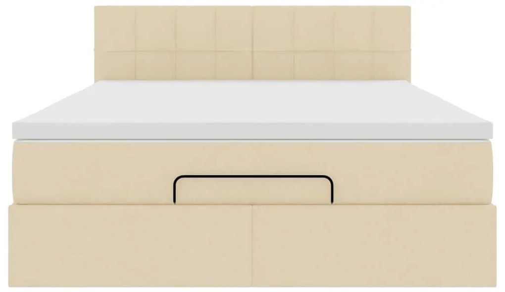 Cama otomana com colchão 140x200 cm tecido creme