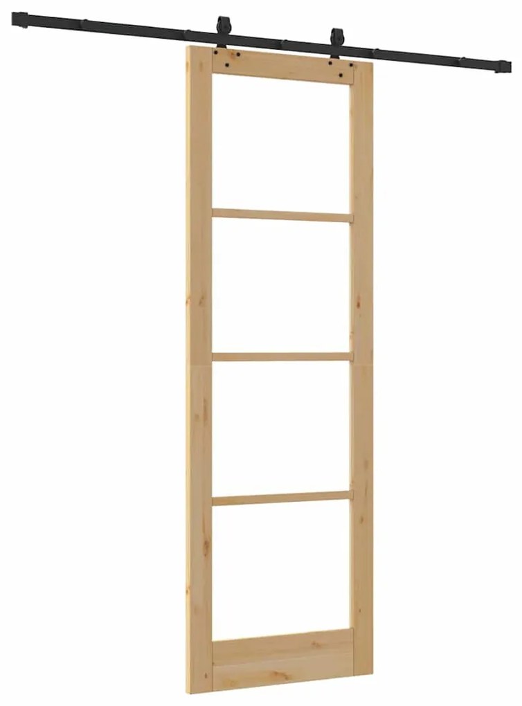 Porta Deslizante com Conjunto de Ferragens 78x232 cm Madeira Sólida de