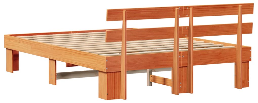 Estrado de Cama com Cabeceira Castanho Encerado 140x200 cm Madeira Mac