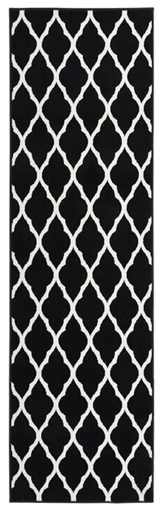 vidaXL Passadeira 100x450 cm polipropileno preto e branco