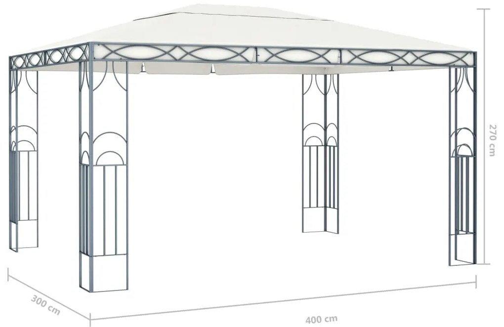 Gazebo 400x300 cm cor creme