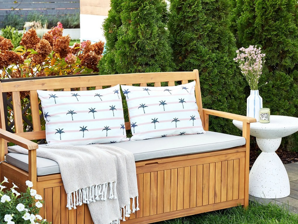 Conjunto de 2 almofadas decorativas de jardim com padrão de palmeiras branco 40 x 60 cm MOLTEDO Beliani