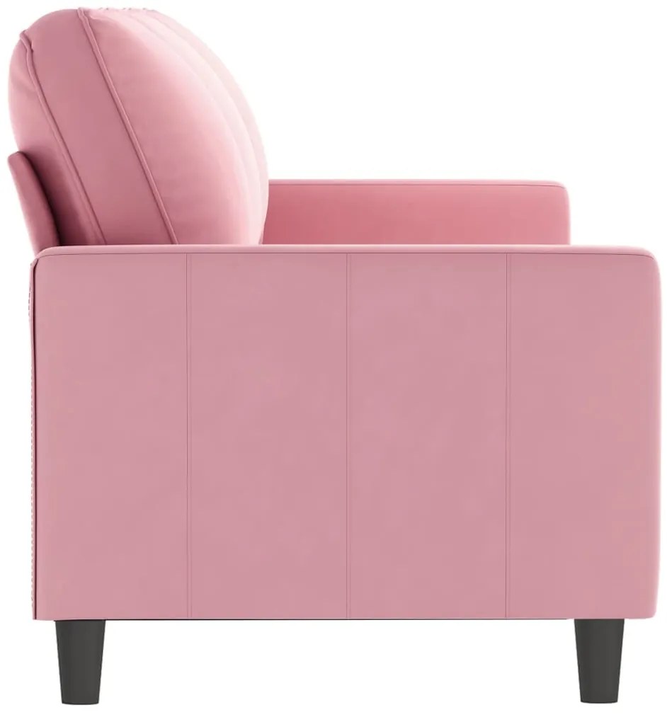 Sofá de 3 lugares 180 cm veludo rosa