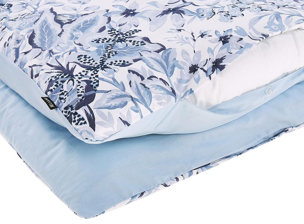 Conjunto de capa de edredão em algodão acetinado azul e branco 135 x 200 cm BALLARD Beliani
