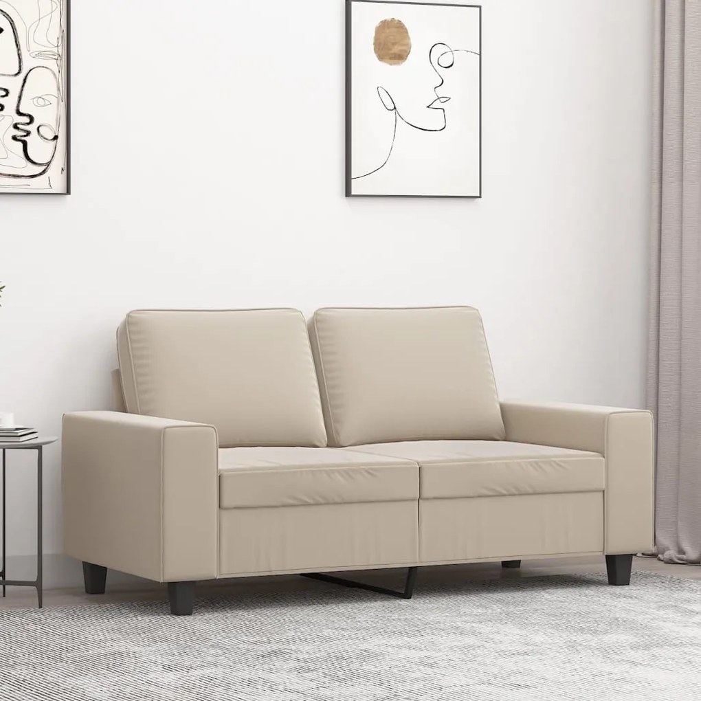 vidaXL Sofá de 2 lugares 120 cm tecido de microfibra cor creme